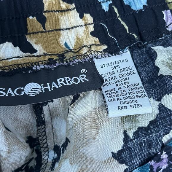 Sag Harbor Skirt size Extra Large Long Black Blue Purple Floral Button Front - Picture 11 of 11